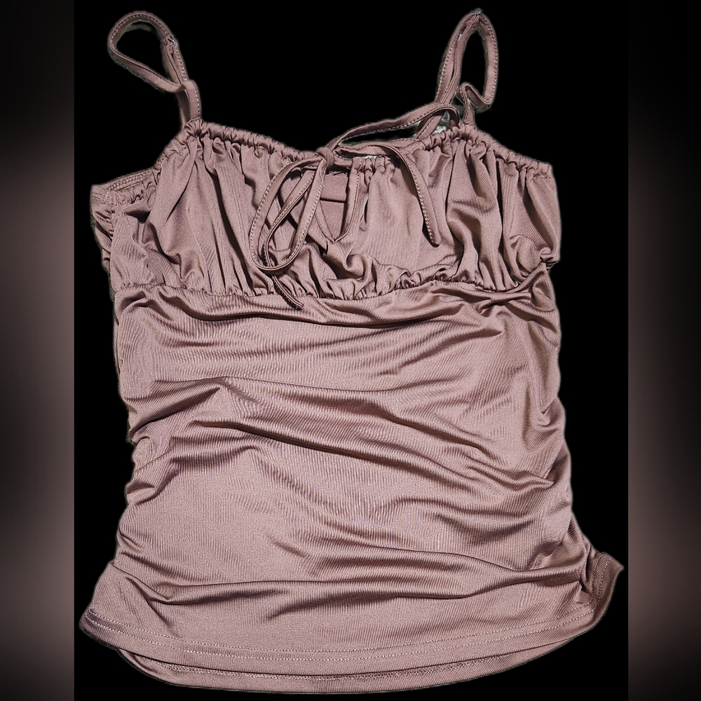 SHEIN Mauve Ruched Spaghetti Strap Tank Top